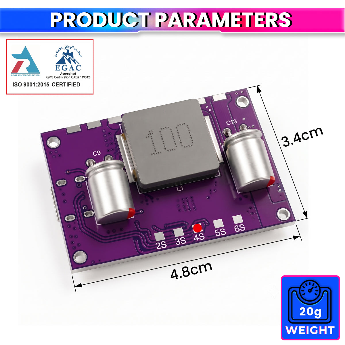 IP2368 100W Bidirectional USB-C Buck-Boost Module | 4S Li-ion/Li-Po | PD/QC Fast Charging