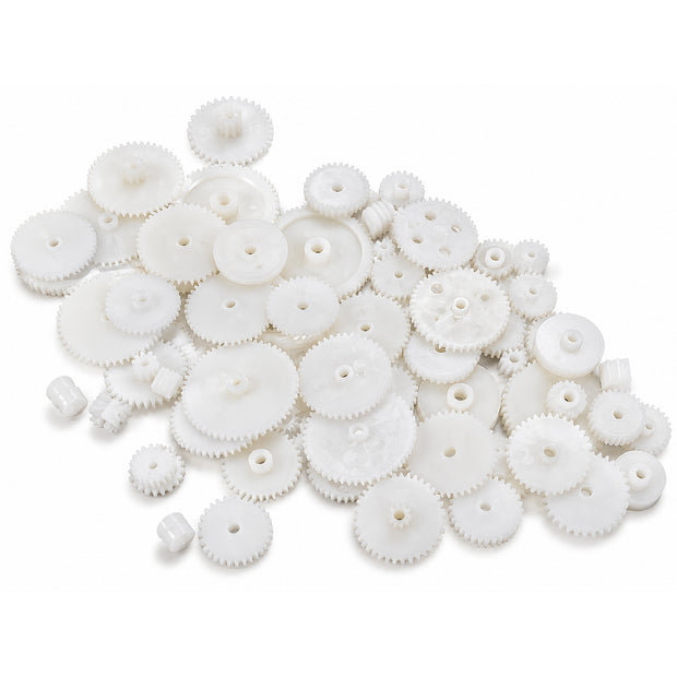 58-Piece 0.5 Module Plastic Gear Set | Spur, Double, Crown, Worm & Pulley Gears | 1.5/2/2.5/3mm Bore | DIY & Robotics Projects