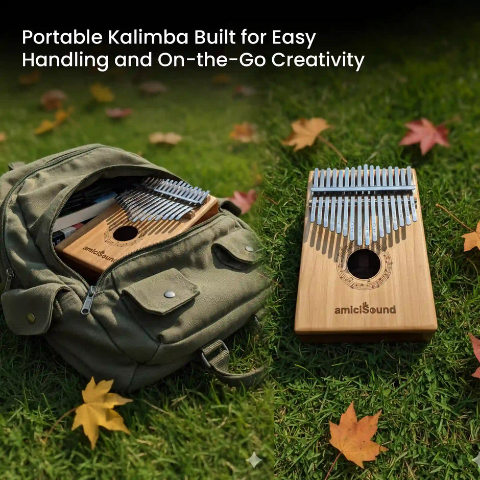 17-Key Kalimba Thumb Piano Maple + Walnut Dual-Tone Wood Wedge Bass Design Soft-Touch Keys