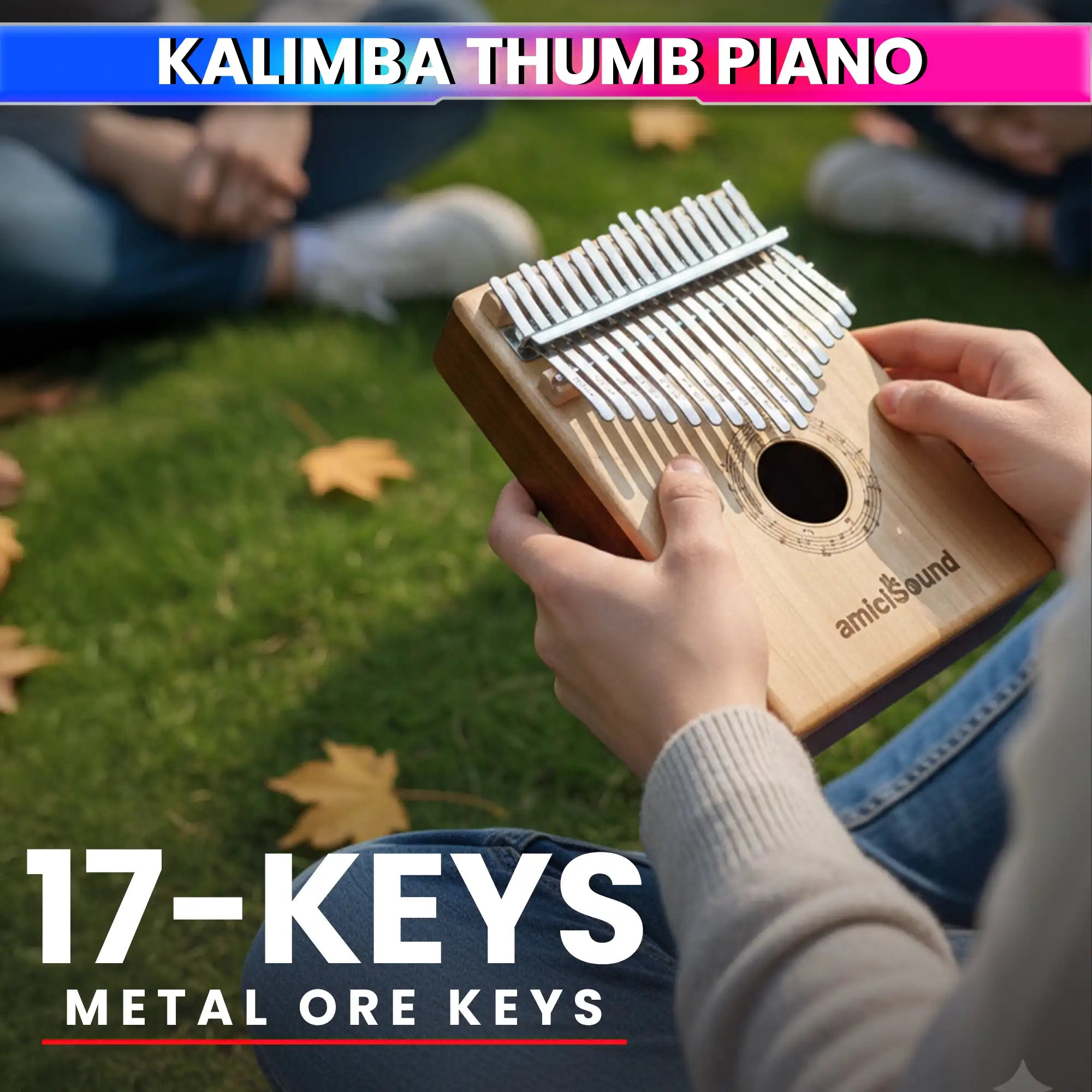 17-Key Kalimba Thumb Piano Maple + Walnut Dual-Tone Wood Wedge Bass Design Soft-Touch Keys