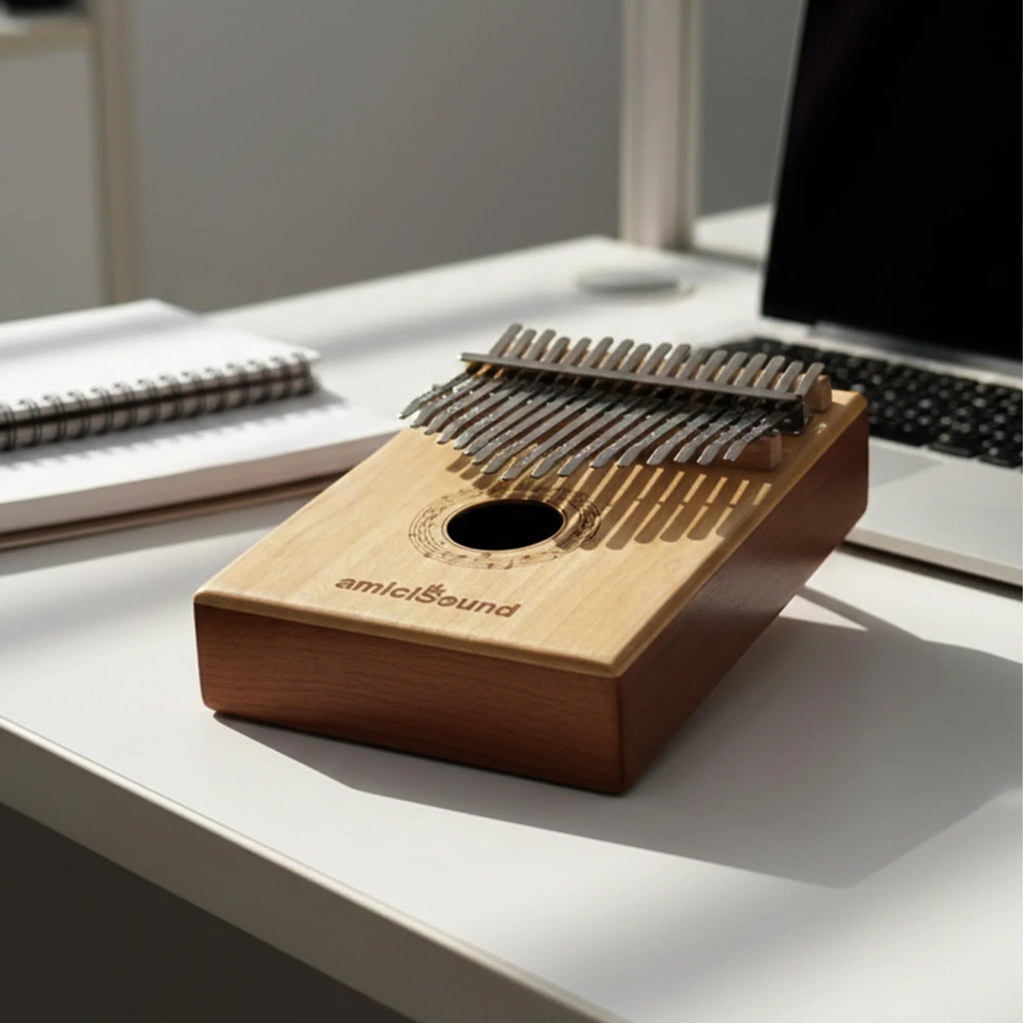 17-Key Kalimba Thumb Piano Maple + Walnut Dual-Tone Wood Wedge Bass Design Soft-Touch Keys