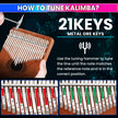 Thumb Piano, Musical Instrument Kalimba with Engraved Notes and Tuning Hammer