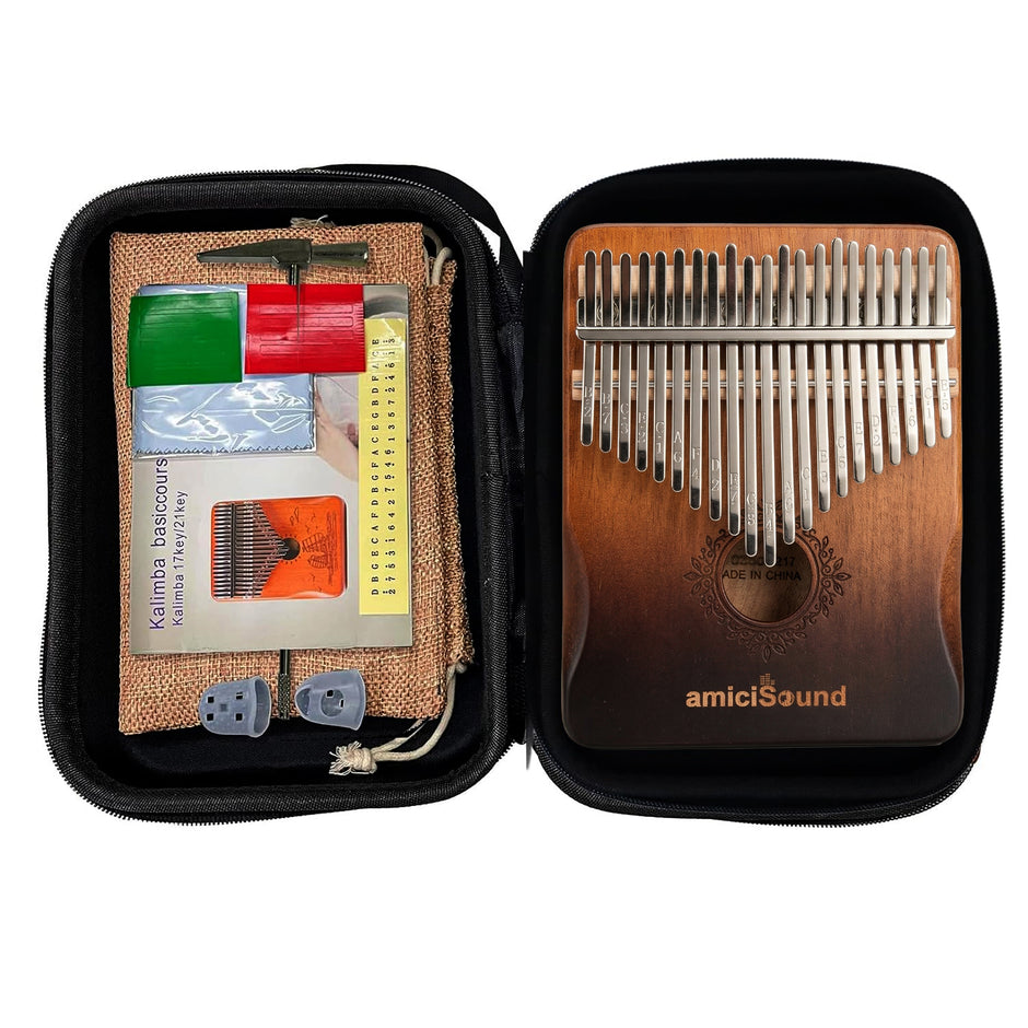 Thumb Piano, Musical Instrument Kalimba with Engraved Notes and Tuning Hammer
