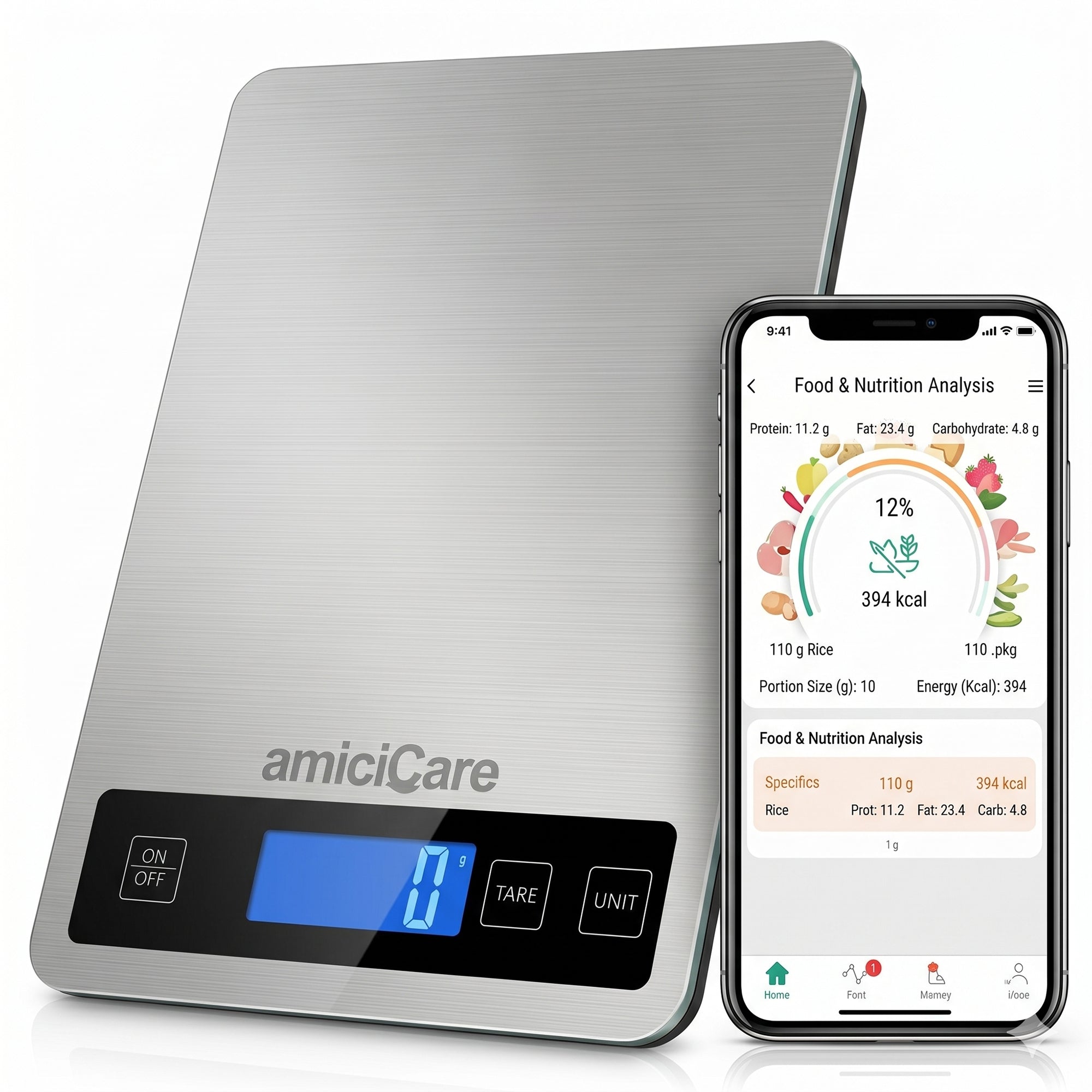 Smart Nutrition Kitchen Scale with AiFresh App | Digital Food Scale, 1g Precision, 15kg Capacity | Calorie & Macro Tracker