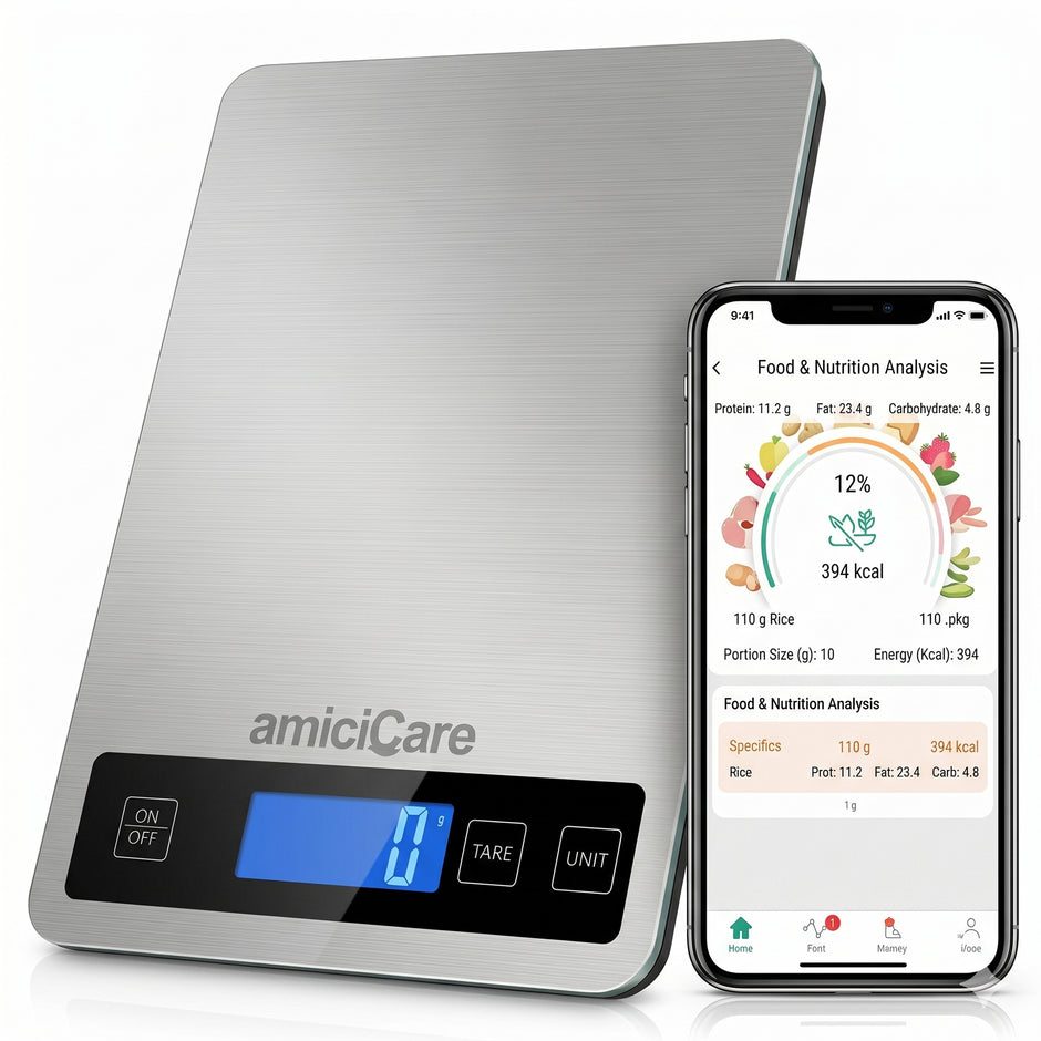 Smart Nutrition Kitchen Scale with AiFresh App | Digital Food Scale, 1g Precision, 15kg Capacity | Calorie & Macro Tracker