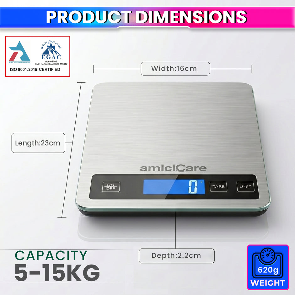 Smart Nutrition Kitchen Scale with AiFresh App | Digital Food Scale, 1g Precision, 15kg Capacity | Calorie & Macro Tracker