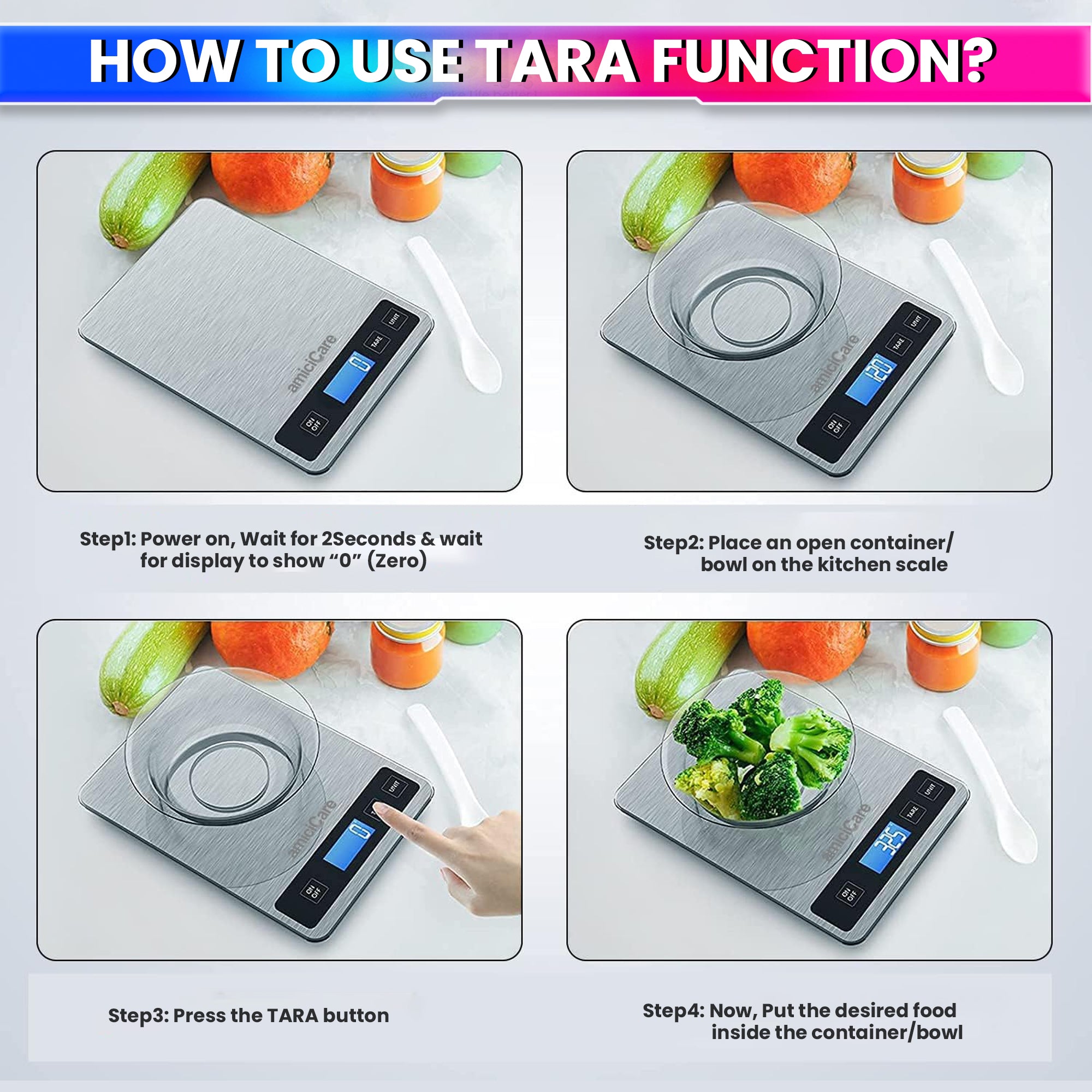 Smart Nutrition Kitchen Scale with AiFresh App | Digital Food Scale, 1g Precision, 15kg Capacity | Calorie & Macro Tracker