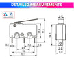 Pack of 10 Micro Limit Switches 5A 250V AC, 3-Pin SPDT (1NO + 1NC) Compact Black Limit Switch