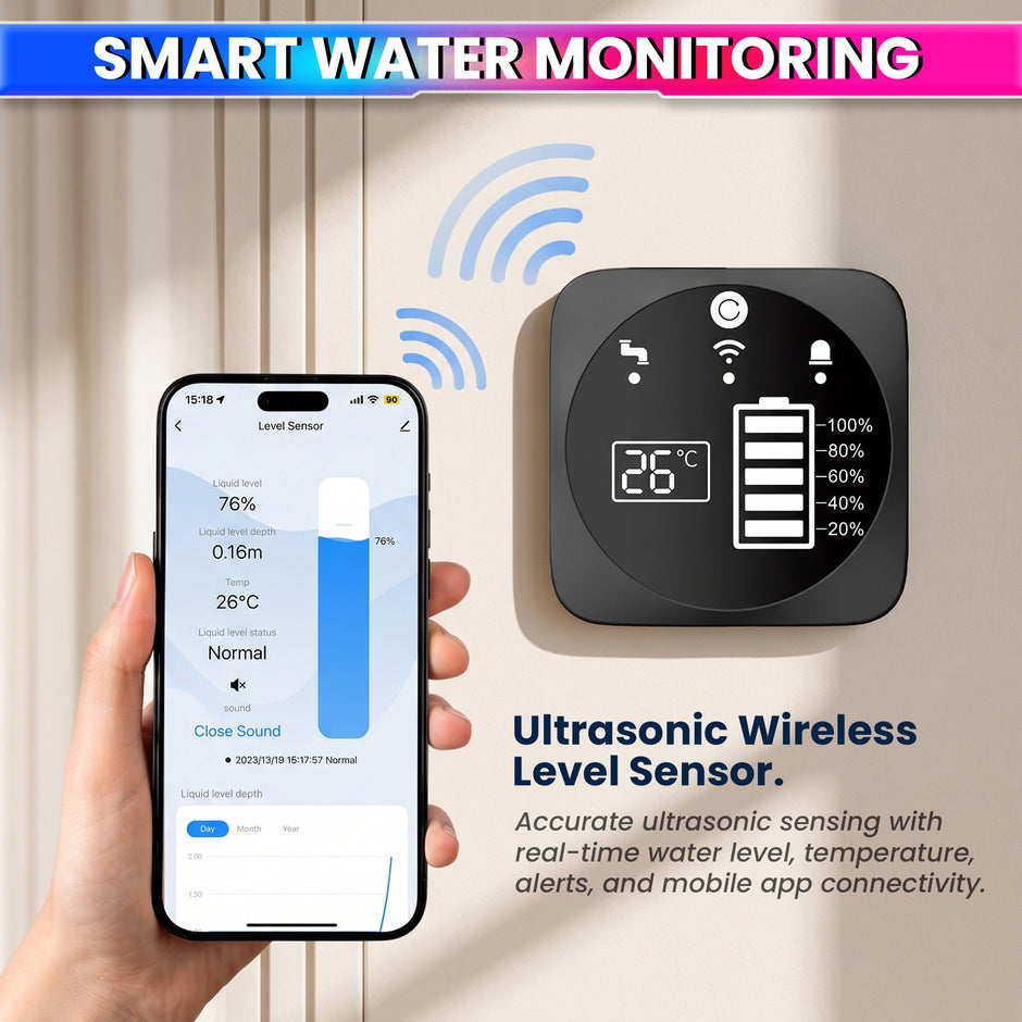 WiFi Smart Water Tank Level Monitor with App Alerts |  IP65 Waterproof Sensor