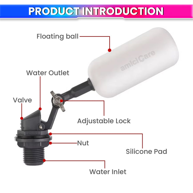 1/2 Inch Float Ball Valve with Adjustable Arm – Automatic Water Level Controller