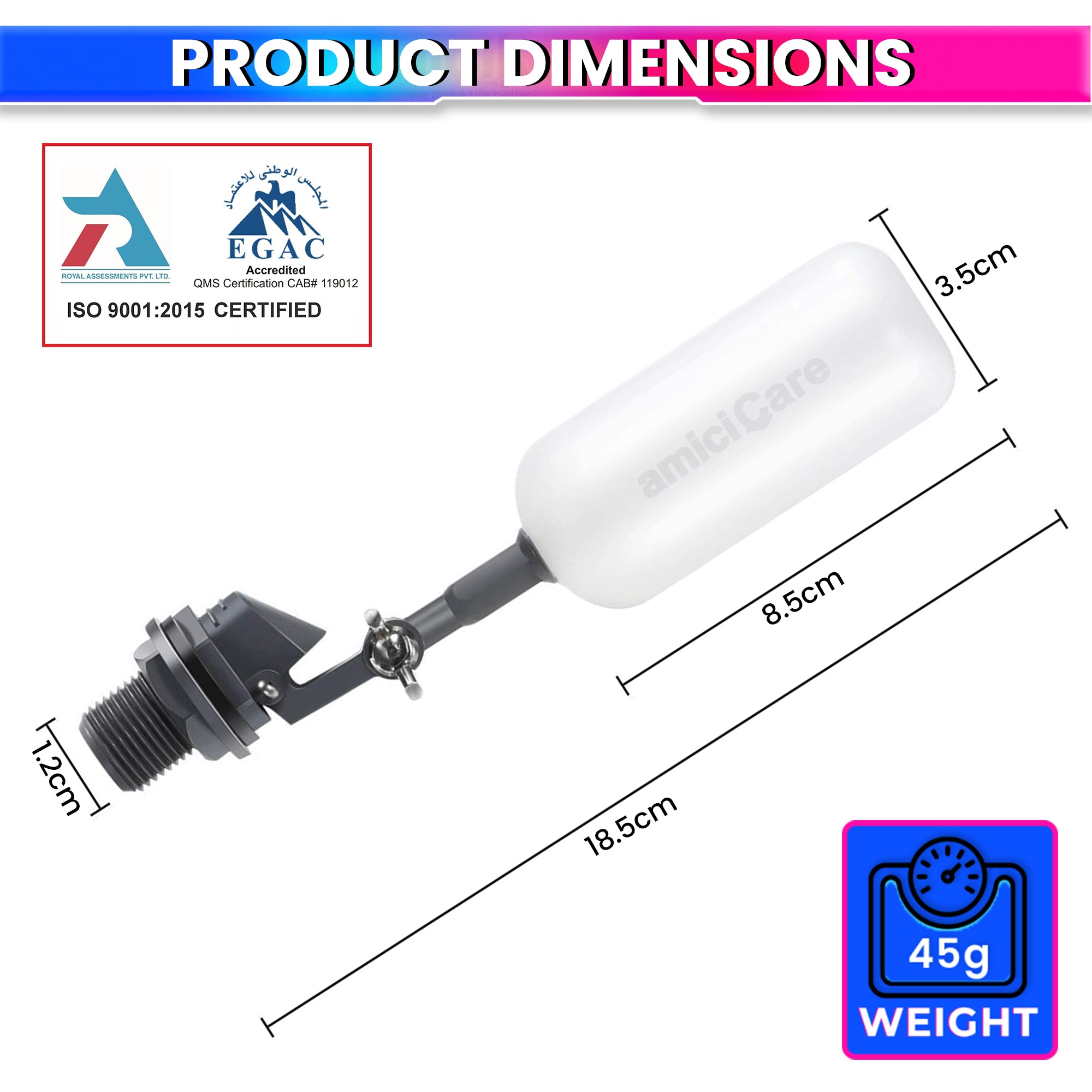 1/2 Inch Float Ball Valve with Adjustable Arm – Automatic Water Level Controller