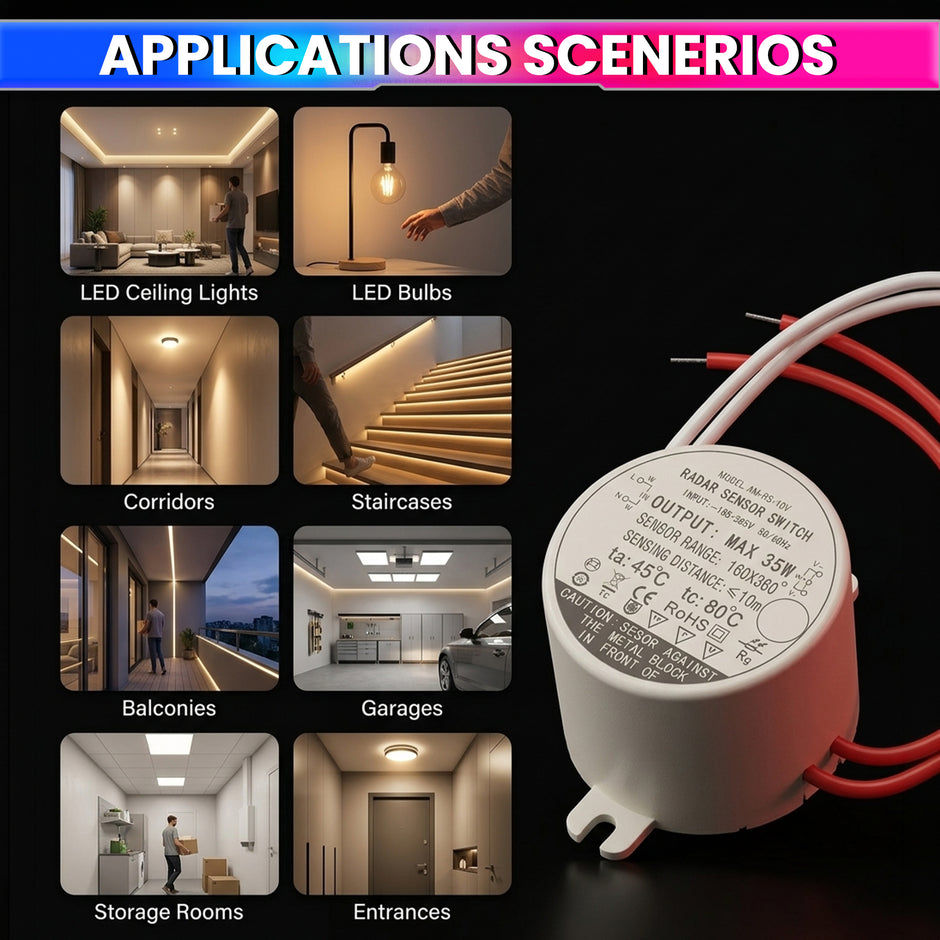 220V 35W Microwave Radar Motion Sensor Switch , 10 Lux Daylight Sensor for Automatic LED Ceiling Lights