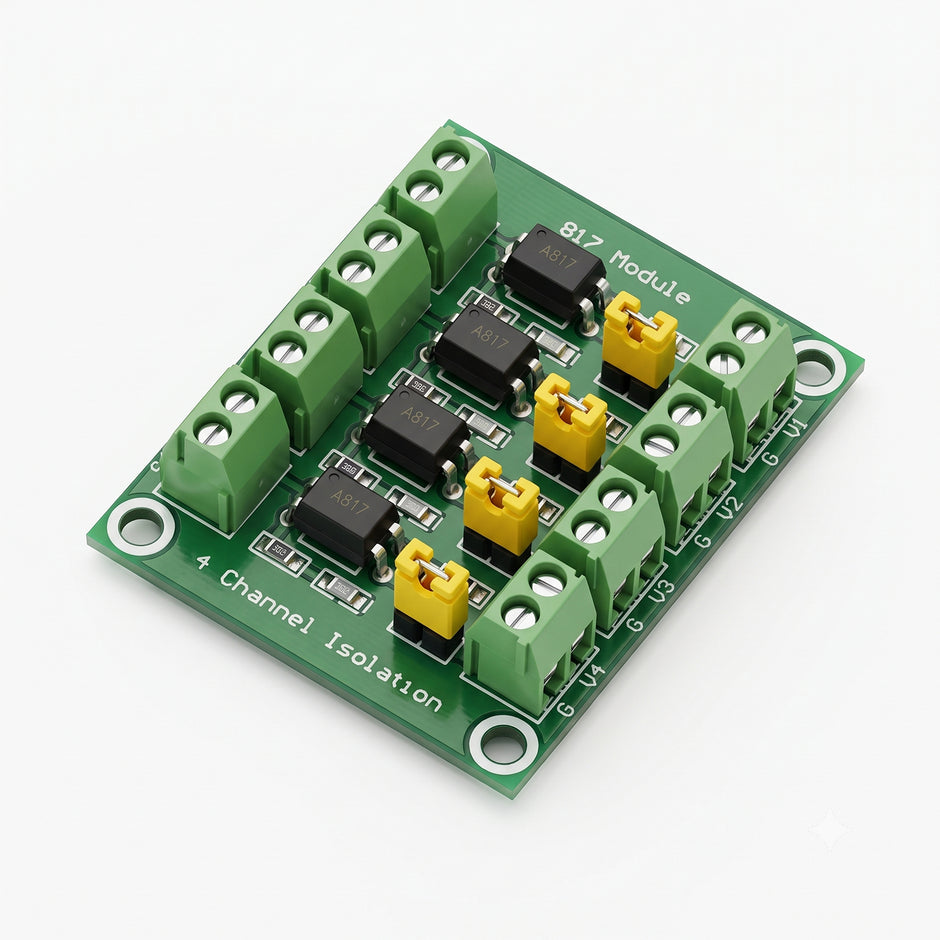 4-Channel Optocoupler Isolation & Level Converter Module, 3.3–24V Input to 3–30V Output