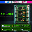 4-Channel Optocoupler Isolation & Level Converter Module, 3.3–24V Input to 3–30V Output
