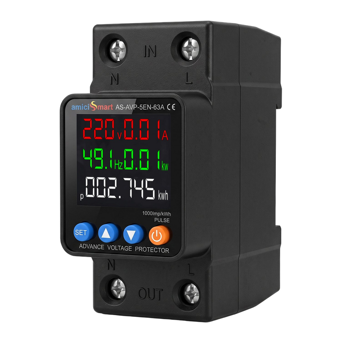 amiciSmart AS-AVP-5EN-63A 5-in-1 voltage protector and energy meter