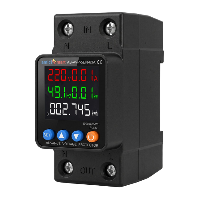 amiciSmart AS-AVP-5EN-63A 5-in-1 voltage protector and energy meter