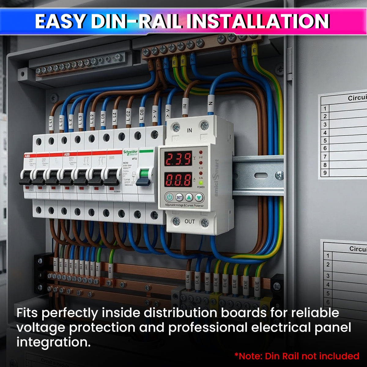 Auto Voltage Protector 63A Single Phase DIN Rail | amiciKart