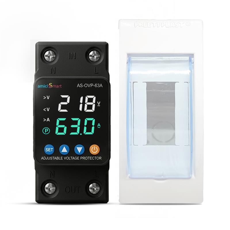 Automatic Over/Under Voltage & Overload Protection Device with Adjustable Settings, LED Display & Weather-Proof Cover