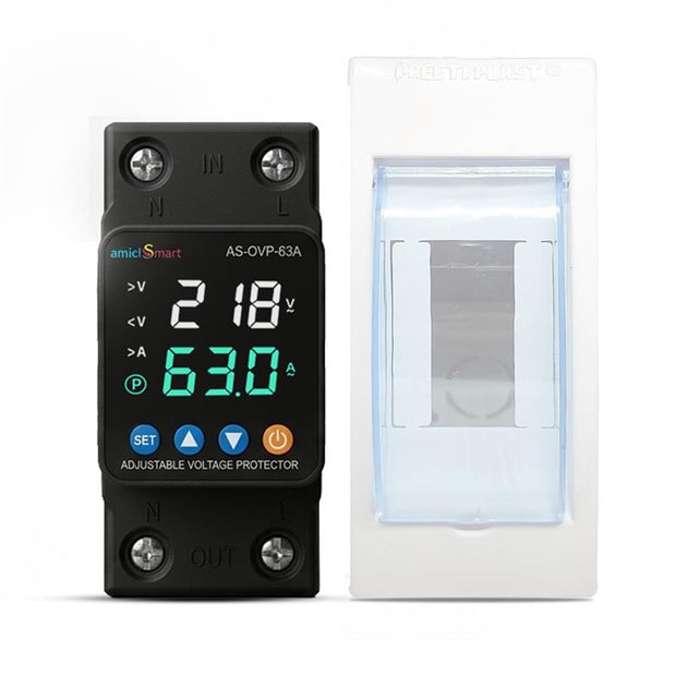 Automatic Over/Under Voltage & Overload Protection Device with Adjustable Settings, LED Display & Weather-Proof Cover