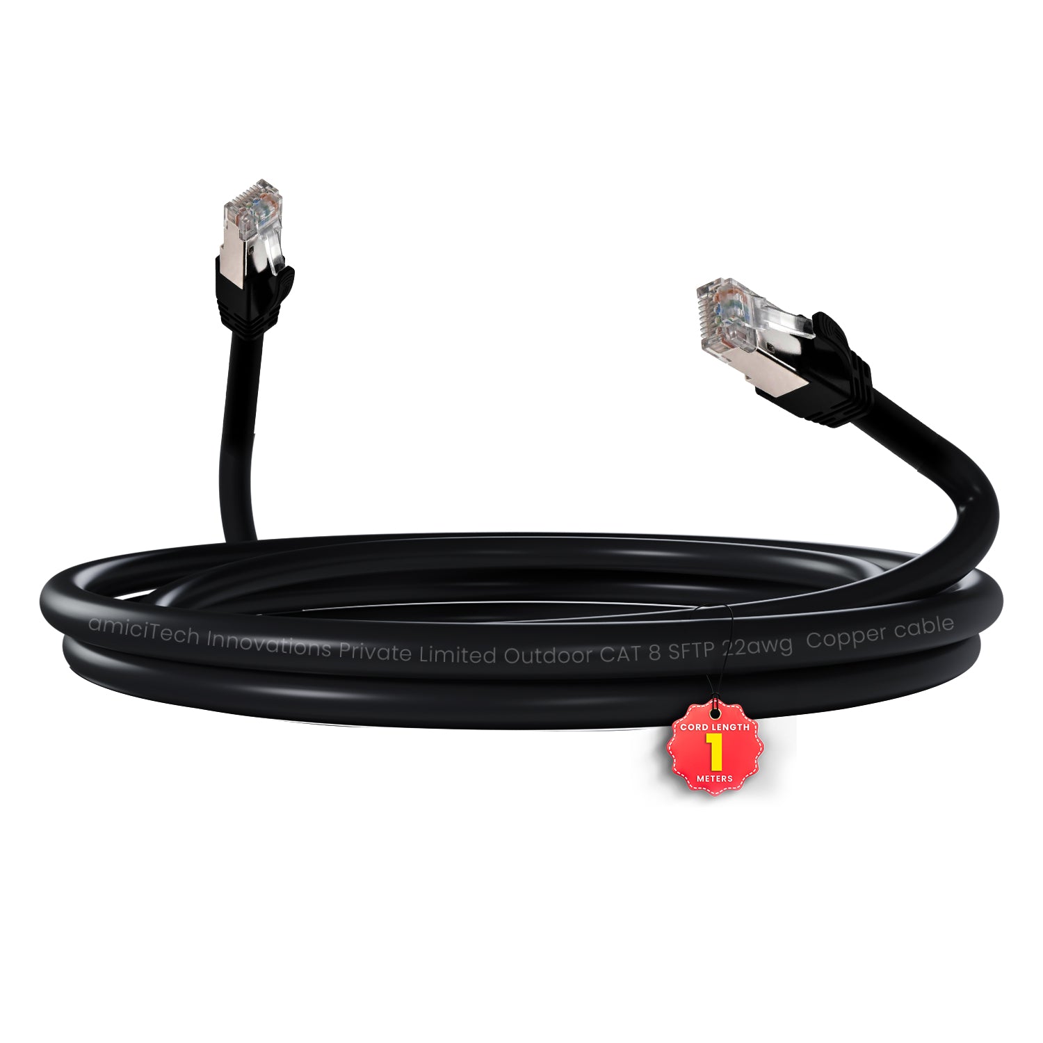 Cat 8 Ethernet Cable 1 Meter | 40Gbps Ultra High-Speed LAN Cable, Gold-Plated RJ45