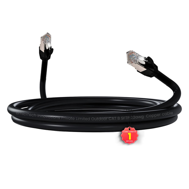 Cat 8 Ethernet Cable 1 Meter | 40Gbps Ultra High-Speed LAN Cable, Gold-Plated RJ45