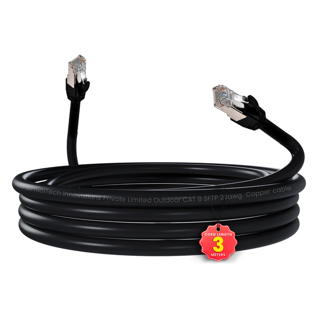 Cat 8 Ethernet Cable 3 Meter | 40Gbps Ultra High-Speed LAN Cable for Gaming, Routers