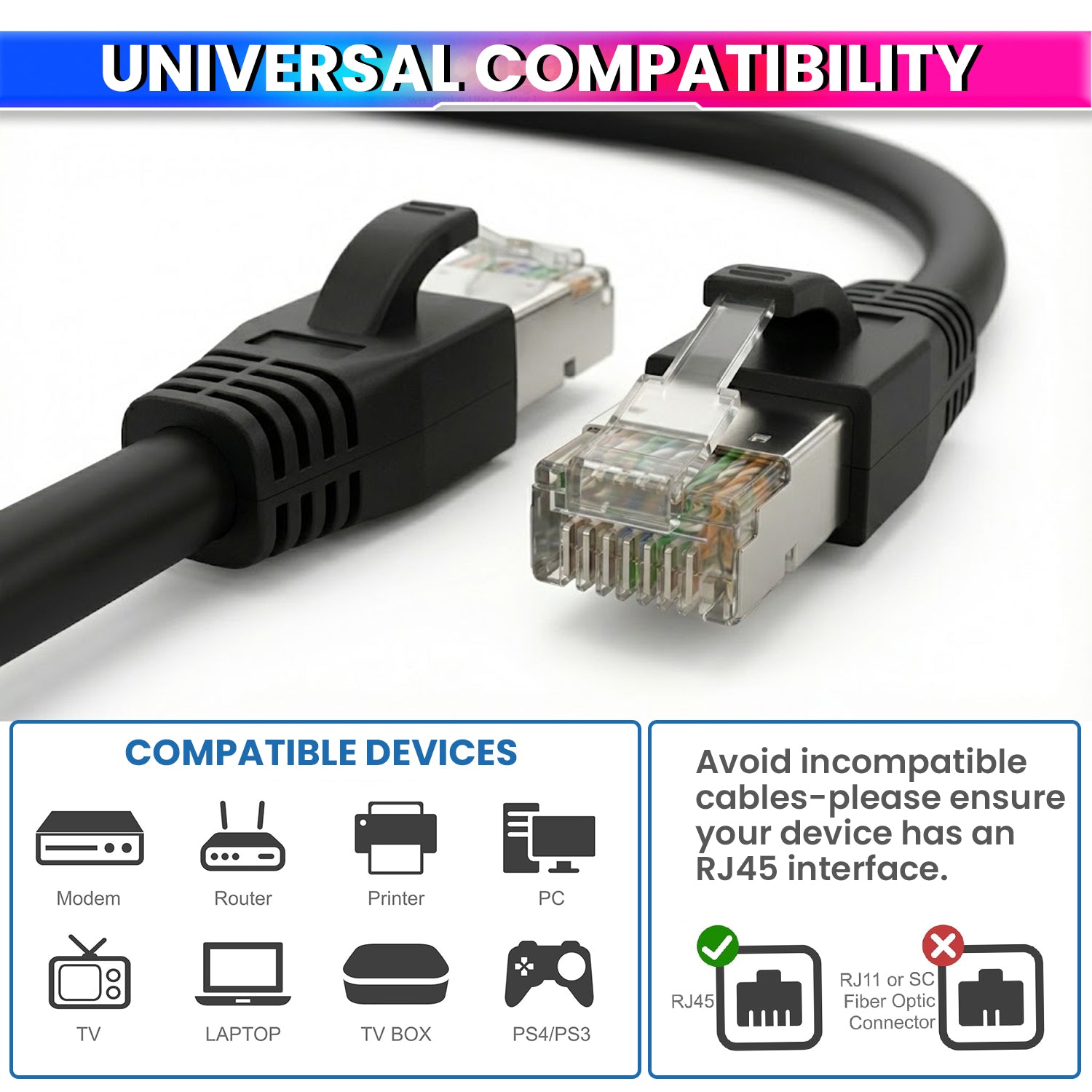 Cat 8 Ethernet Cable 3 Meter | 40Gbps Ultra High-Speed LAN Cable for Gaming, Routers