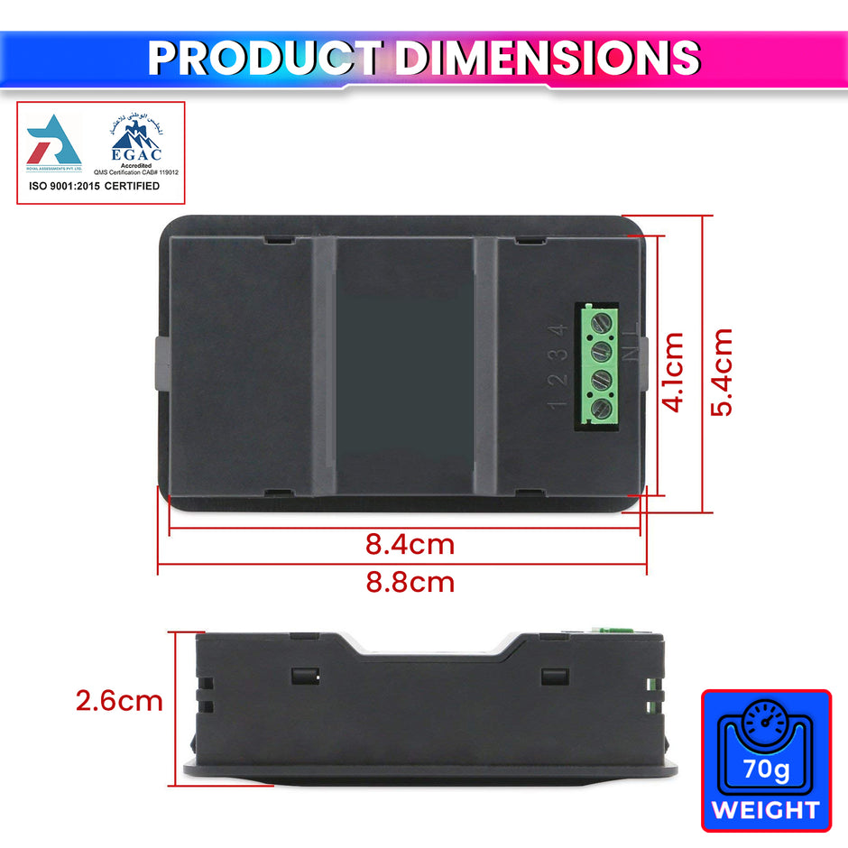 Digital Energy Meter with Blue Backlight Multifunction Power Meter for Voltage, Current, Frequency & Energy Monitoring (AC 5KW 20A)