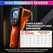 Infrared Thermometer for Industrial Use, -50°C to 600°C Laser Temperature Gun with Fast Measurement