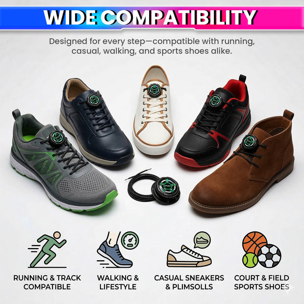 No-Tie Swivel Shoelace Fastener for Sneakers – Quick Lock Rotating Buckles, Adjustable Stretch Laces, Hassle-Free Fit