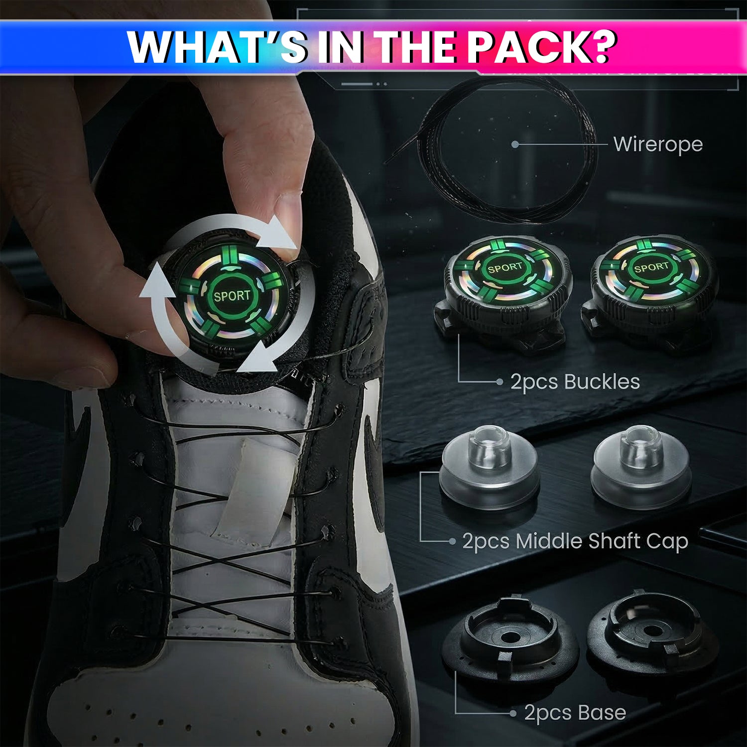No-Tie Swivel Shoelace Fastener for Sneakers – Quick Lock Rotating Buckles, Adjustable Stretch Laces, Hassle-Free Fit