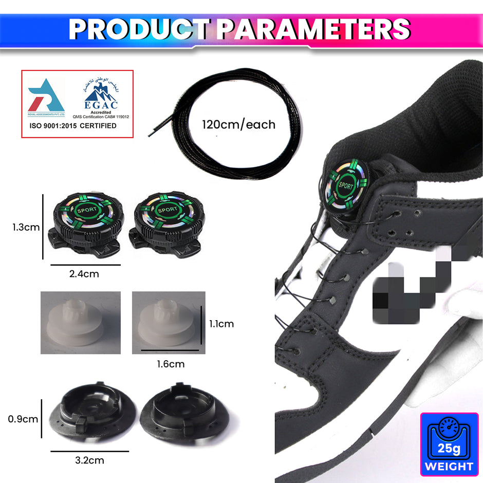 No-Tie Swivel Shoelace Fastener for Sneakers – Quick Lock Rotating Buckles, Adjustable Stretch Laces, Hassle-Free Fit