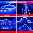 Blue Waterproof LED Rope Light 18M Energy-Efficient Lights for Home, Events & Décor Flexible Strip with 120 LEDs/m