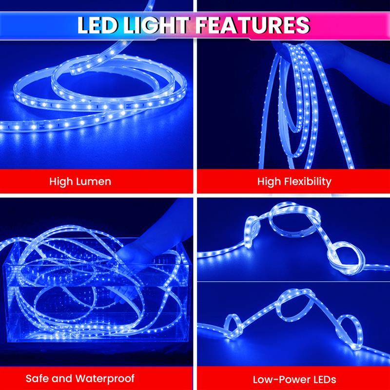 Blue Waterproof LED Rope Light 18M Energy-Efficient Lights for Home, Events & Décor Flexible Strip with 120 LEDs/m