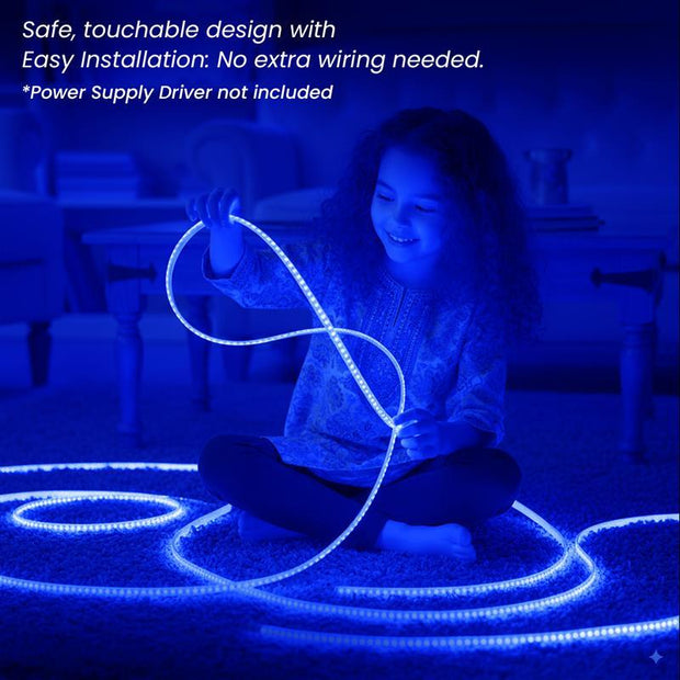 Blue Waterproof LED Rope Light 18M Energy-Efficient Lights for Home, Events & Décor Flexible Strip with 120 LEDs/m
