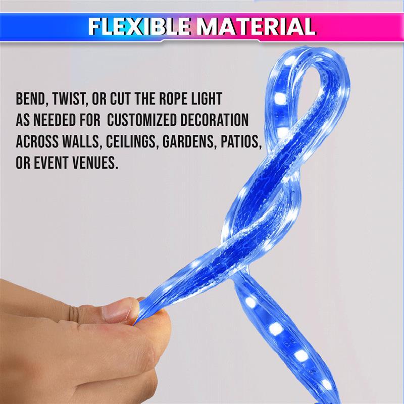 Blue Waterproof LED Rope Light 18M Energy-Efficient Lights for Home, Events & Décor Flexible Strip with 120 LEDs/m