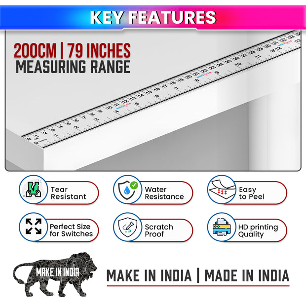 Self-Adhesive Tape Measure Ruler 200 cm / 79 Inch | Sticky Measuring Scale  (Pack of 2)