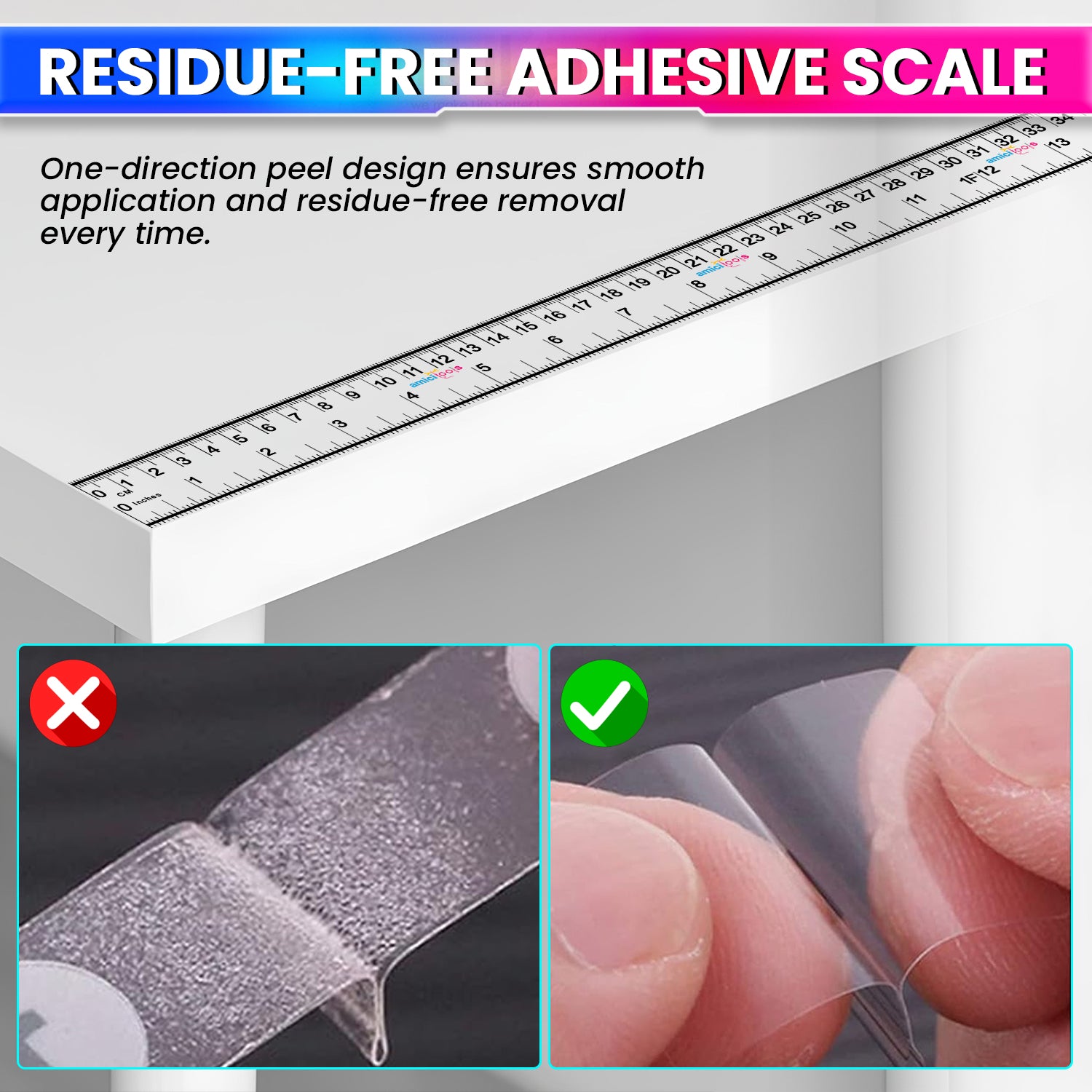 Self-Adhesive Tape Measure Ruler 200 cm / 79 Inch | Sticky Measuring Scale  (Pack of 2)