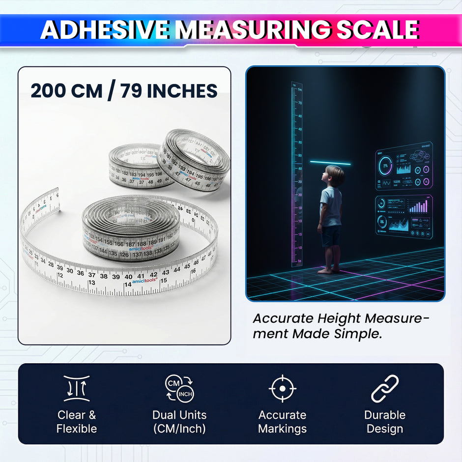 Self-Adhesive Height Measuring Tape Ruler 200 cm / 79 Inch  (Pack of 2)