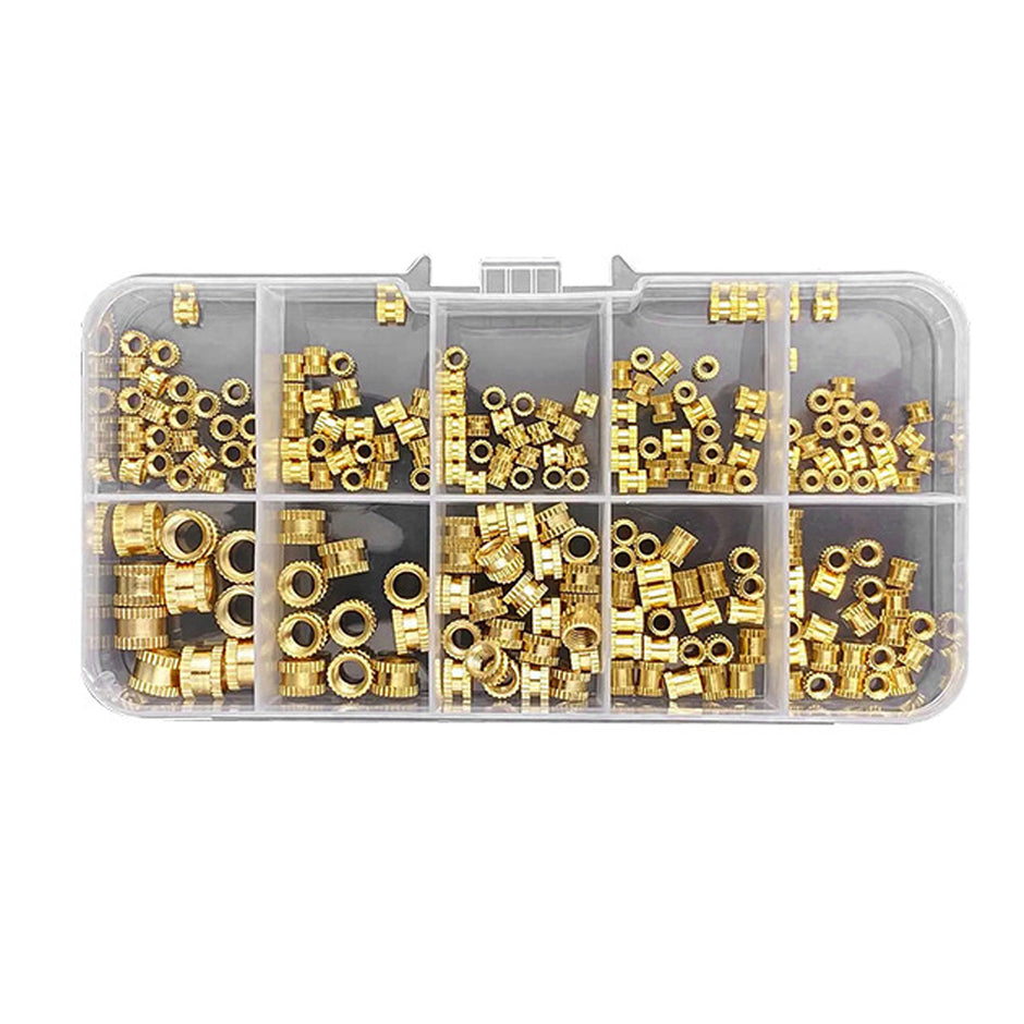 220pcs Brass Heat Set Insert Nuts Kit for 3D Printing – M2 M2.5 M3 M4 M5 M6 Knurled Threaded Inserts