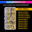 220pcs Brass Heat Set Insert Nuts Kit for 3D Printing – M2 M2.5 M3 M4 M5 M6 Knurled Threaded Inserts