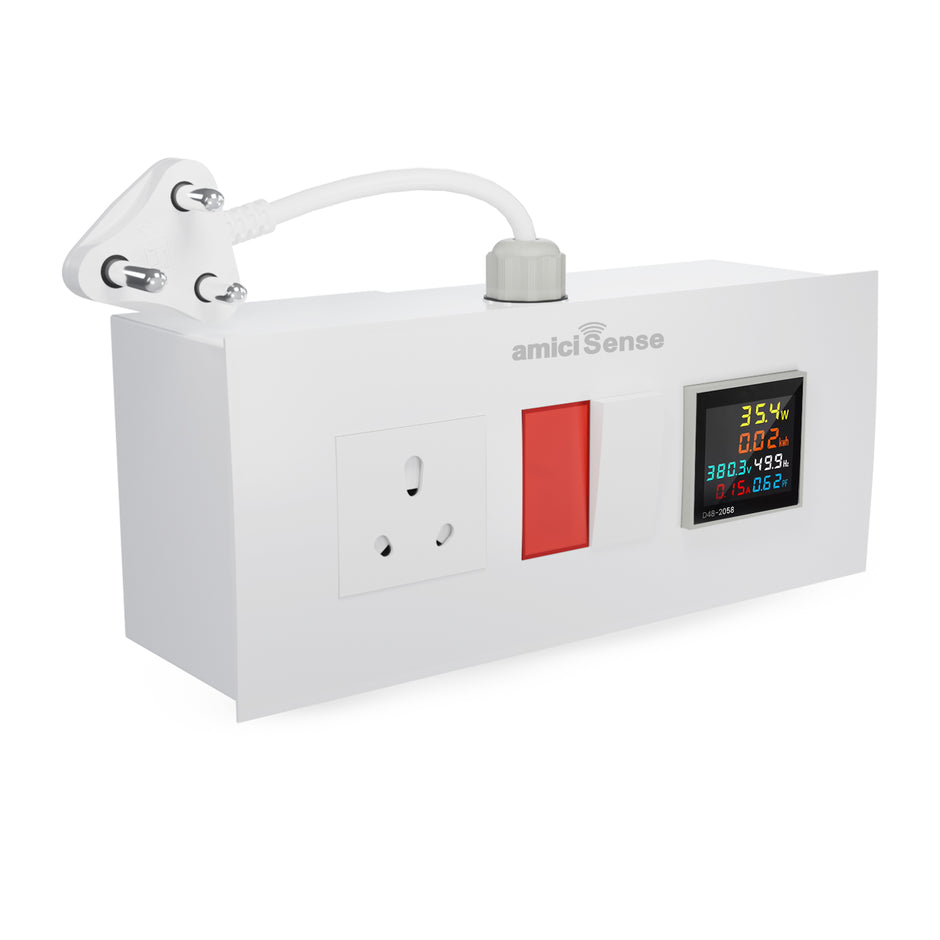 Energy Meter Socket Board with 6-in-1 Digital Voltage Monitoring 6A Socket Board with Indicator & 6A Switch with Durable 4-Inch Wire amiciKart