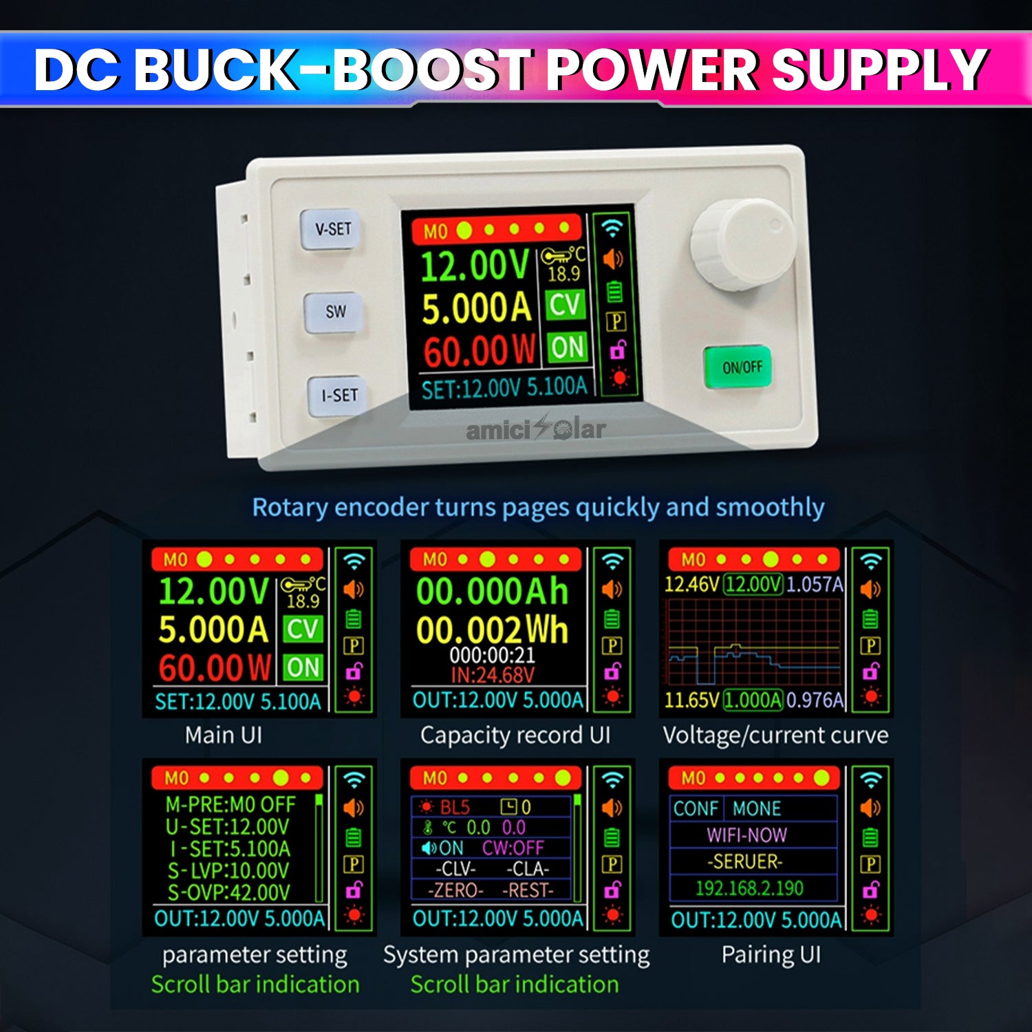 150W 8A Programmable DC Power Supply Module with LCD Display