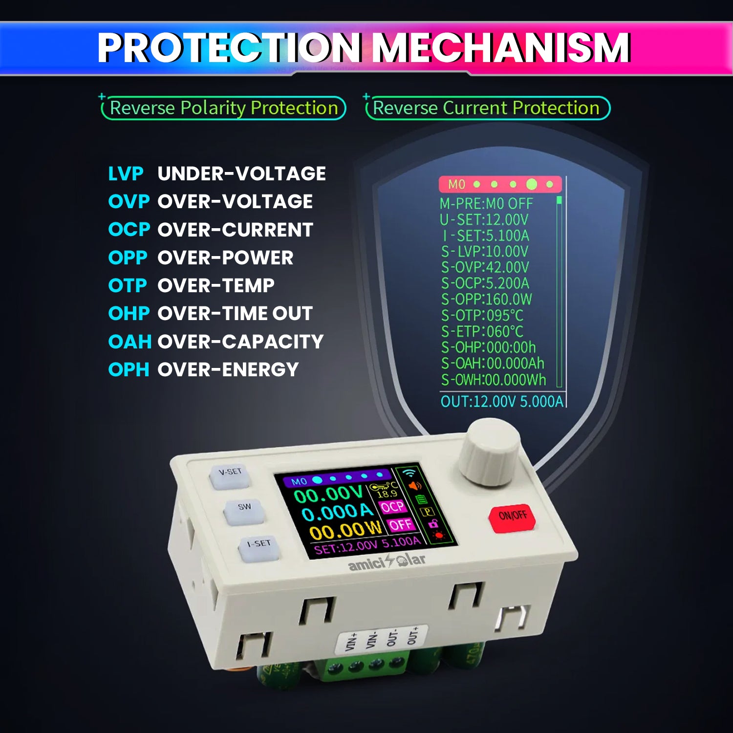 150W 8A Programmable DC Power Supply Module with LCD Display