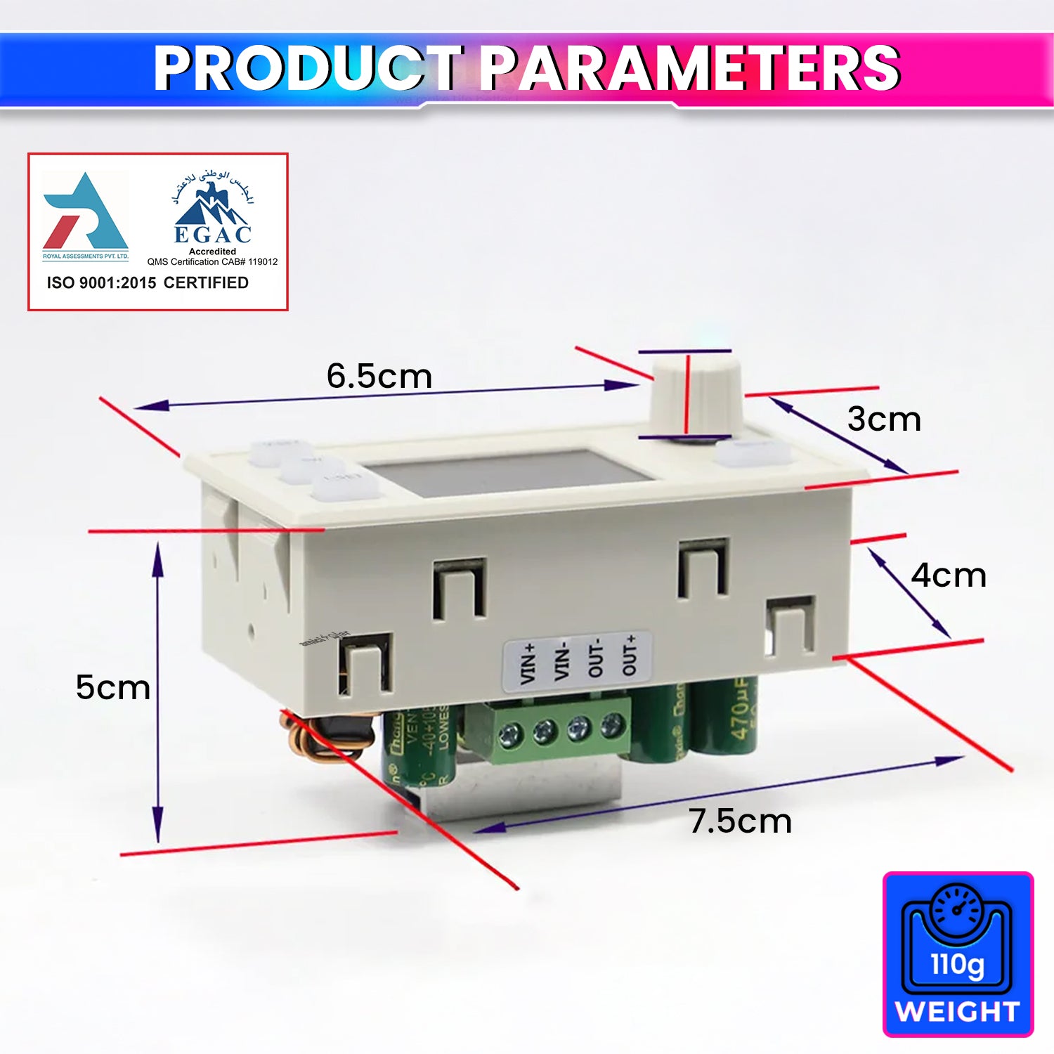 150W 8A Programmable DC Power Supply Module with LCD Display