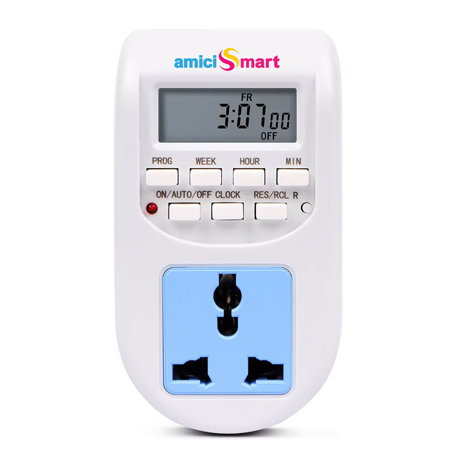 Digital Socket Timer Switch Outlet | 24×7 Programmable Plug Timer with 16 ON/OFF Settings, Hour-Minute-Week Control