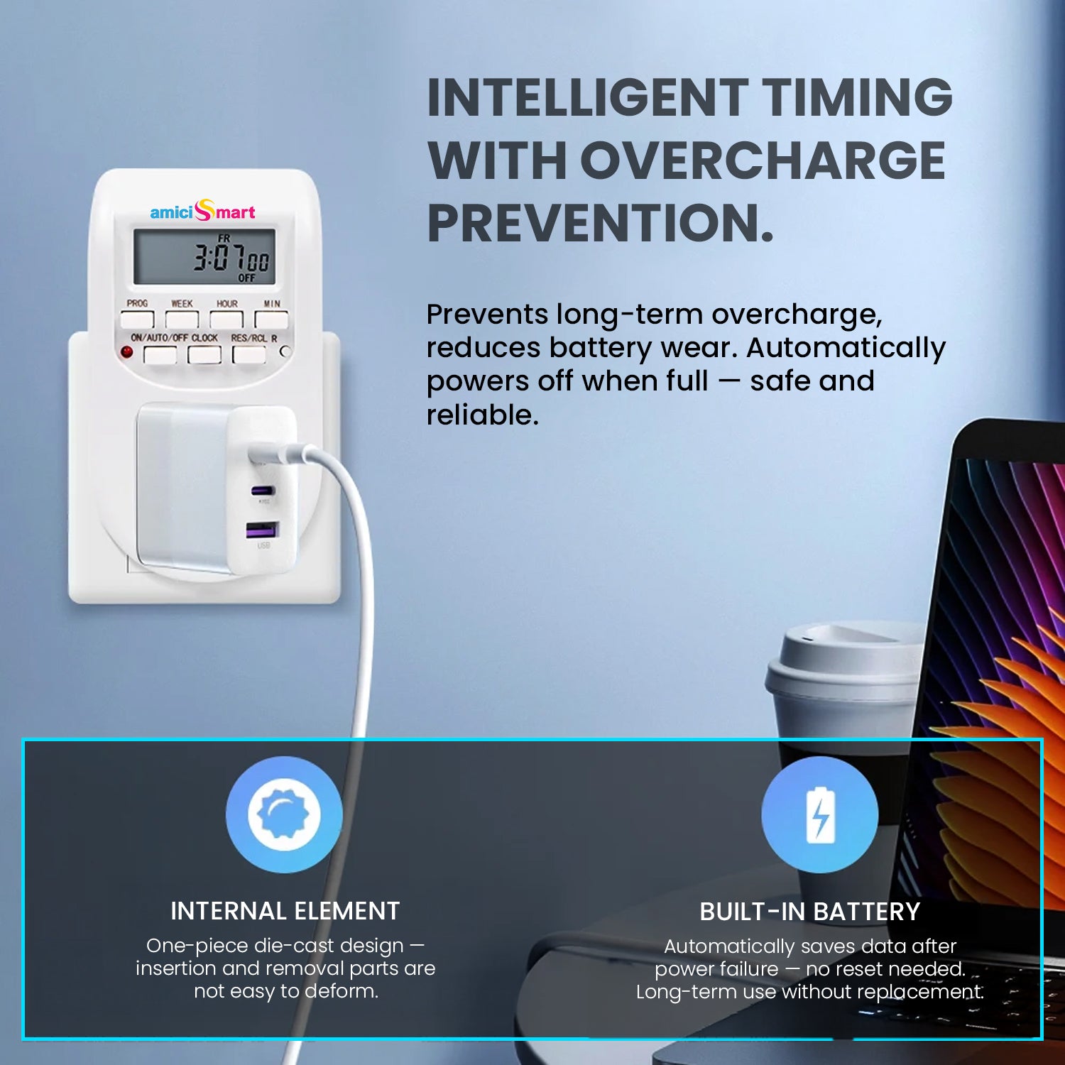 Digital Socket Timer Switch Outlet | 24×7 Programmable Plug Timer with 16 ON/OFF Settings, Hour-Minute-Week Control