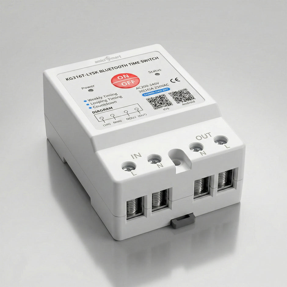 230V AC 30A Bluetooth Programmable Timer Switch DIN Rail Mounted