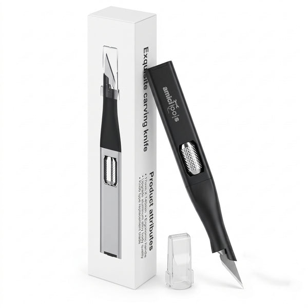 Precision Hobby Knife Set with High Carbon Steel Blades for Paper, Leather, Crafts, DIY
