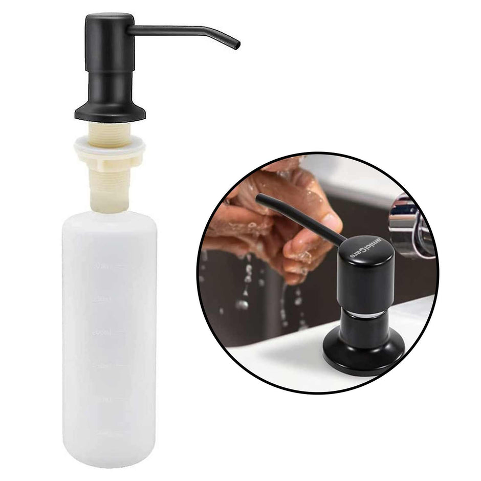 ABS Kitchen Sink Soap Dispenser with 360° Rotating Pump & 300ml Bottle (Black)